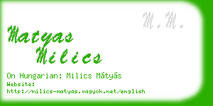 matyas milics business card