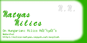 matyas milics business card
